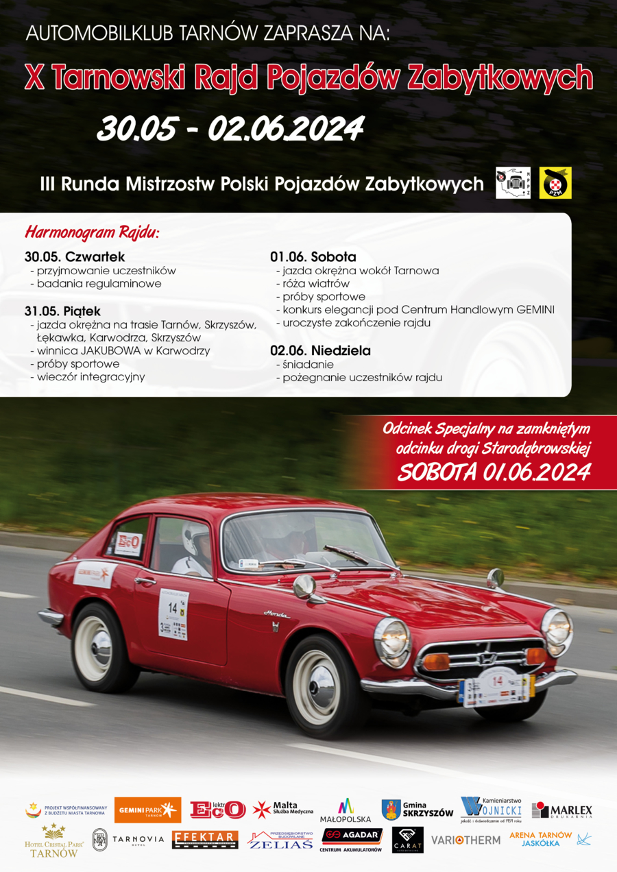 Plakat X Tarnowskiego Rajdu Pojazdów Zabytkowych